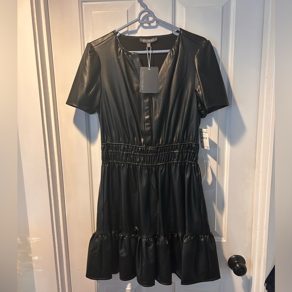 Black Faux Leather Dress